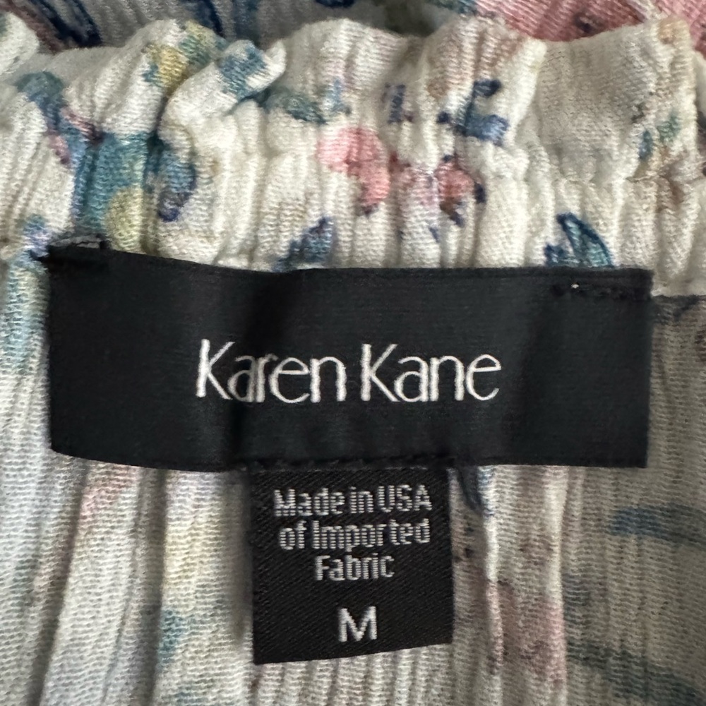 Karen Kane USA Boho Chic Blue & Pink Floral Bell Sleeve Tunic Top Size M - Picture 8 of 8